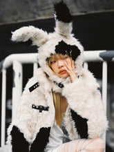 Load image into Gallery viewer, B&amp;W PUNK BUNNY HAT
