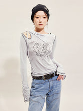 Load image into Gallery viewer, FAIRYRABBIT PRINT GRAY TOP
