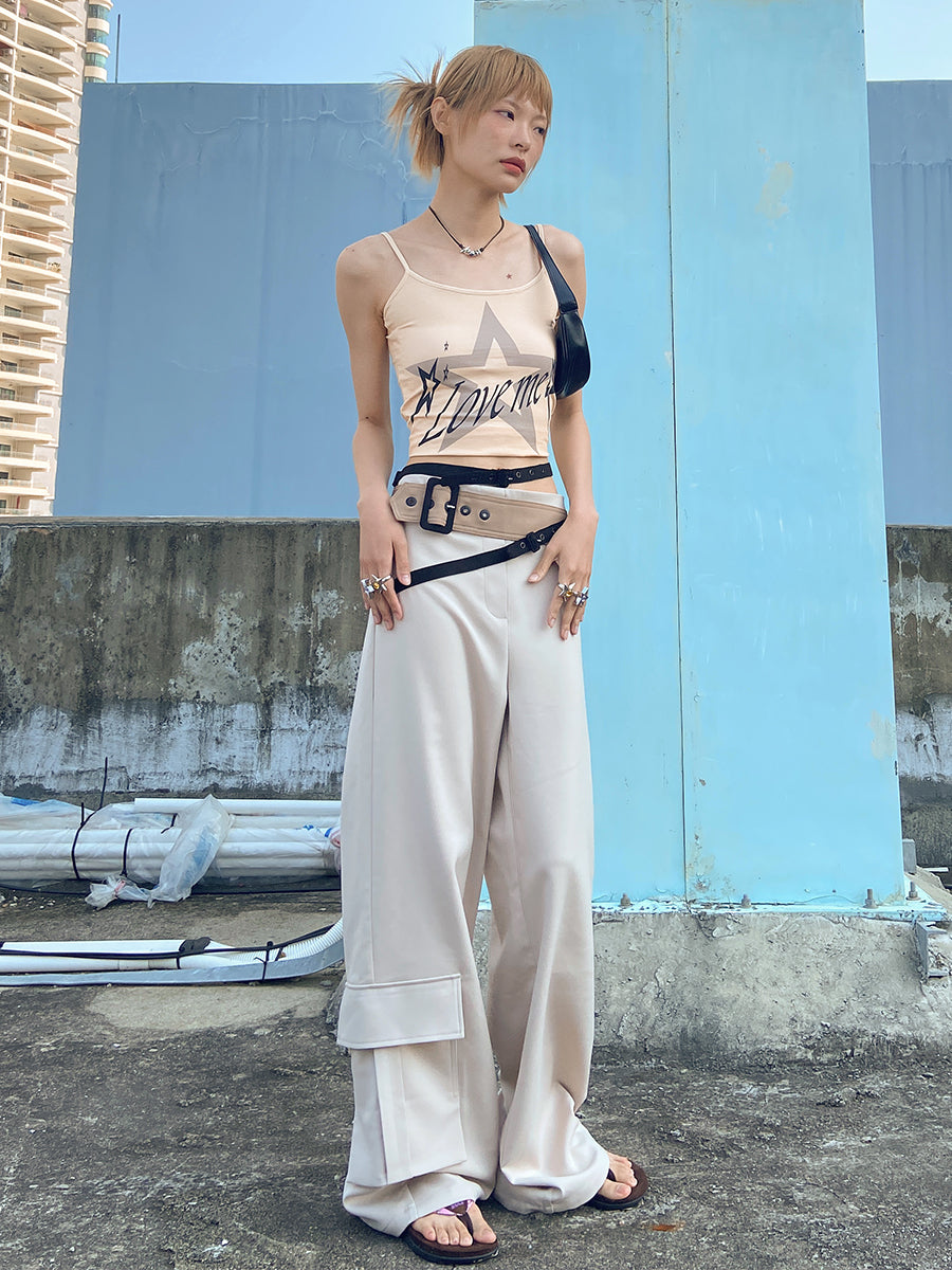 BEIGE WIDE LEG TROUSER