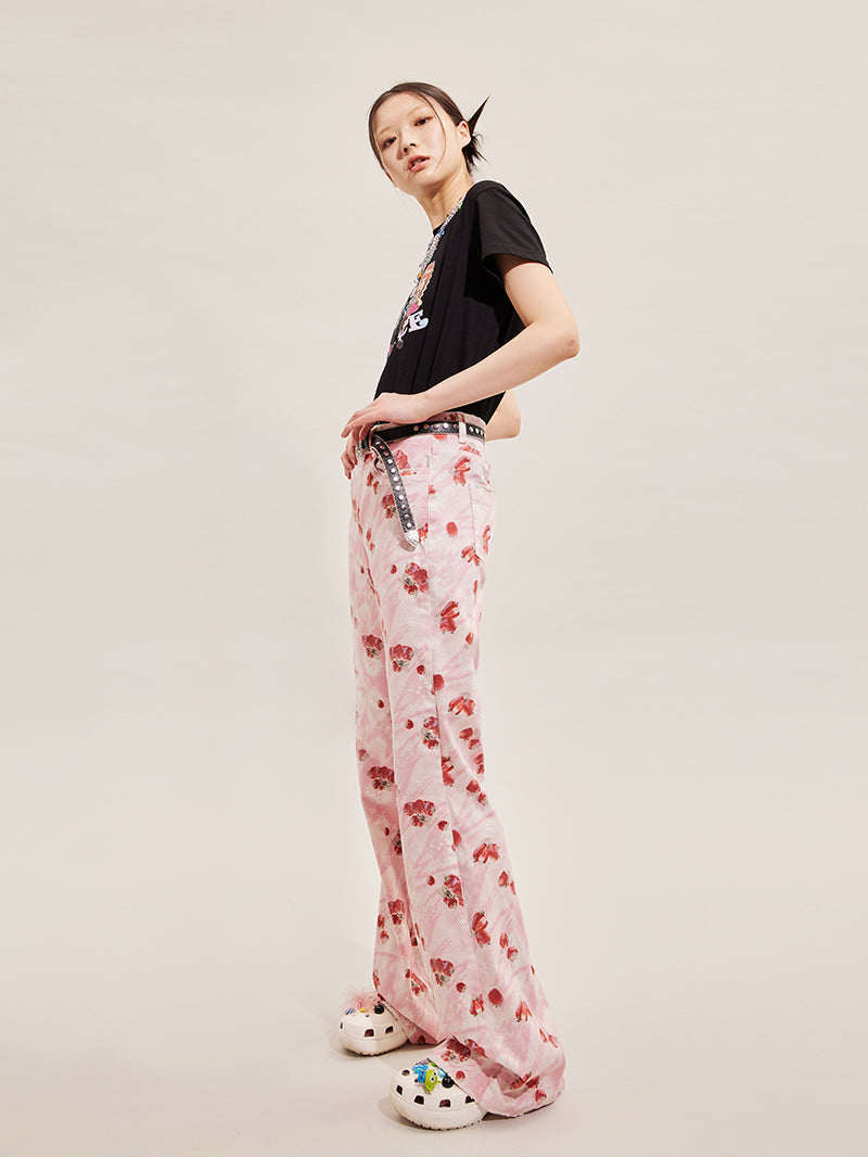 パンツ CFIERCE Strawberry Print Jeans Wide Leg STRAWBERRY PRINT JEANS – CFierce