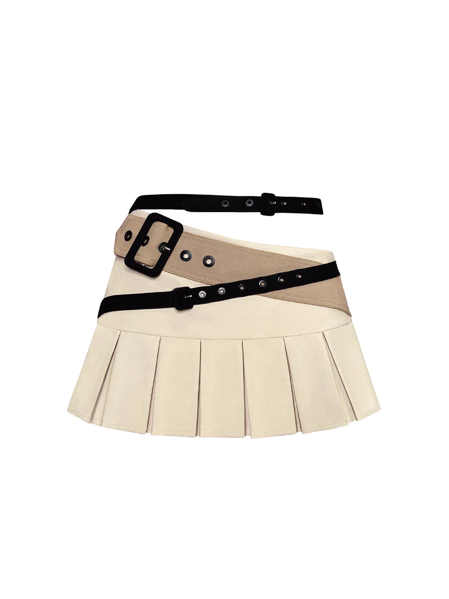 BEIGE PLEATED SKIRT