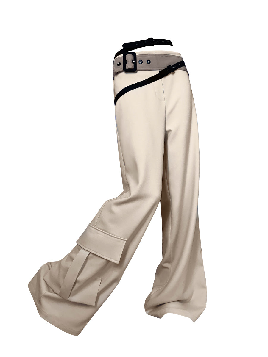 BEIGE WIDE LEG TROUSER