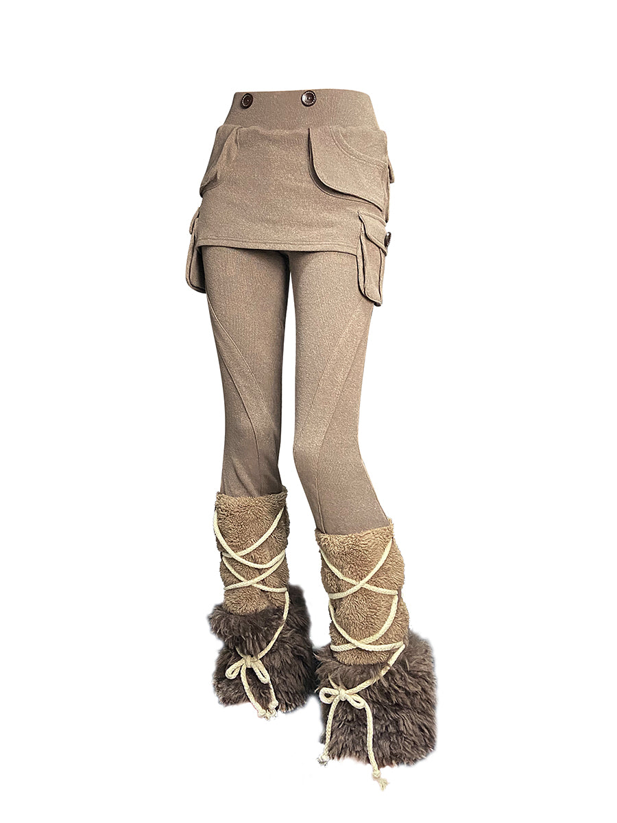 BROWN TROUSERS-SKIRT