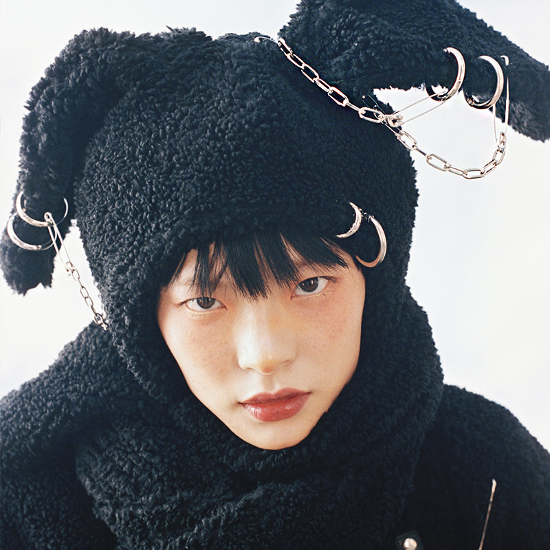 CFIERCE PUNK RABBIT HOODED SCARF
