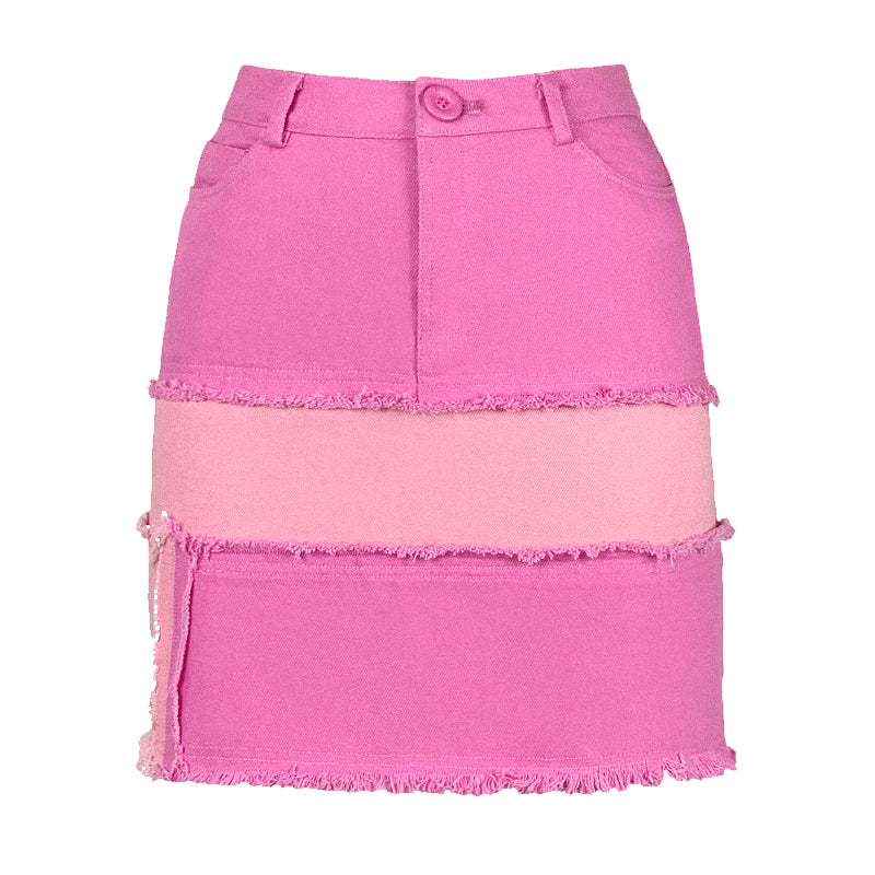 PINK DENIM SKIRT